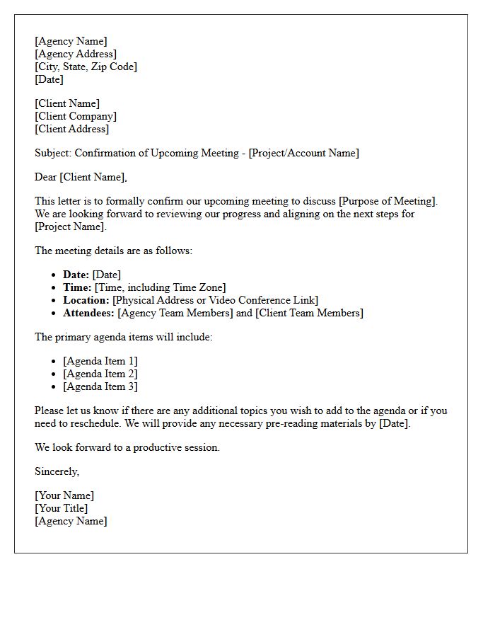 Agency External Client Meeting Confirmation Letter
