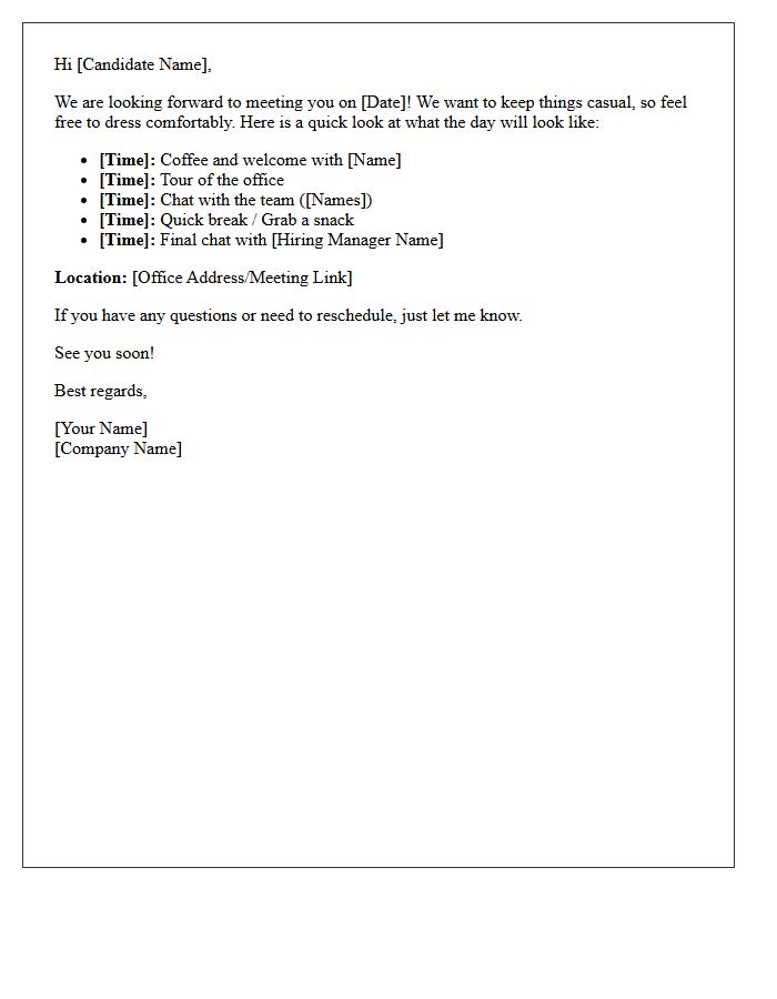 Casual Candidate Interview Itinerary Letter