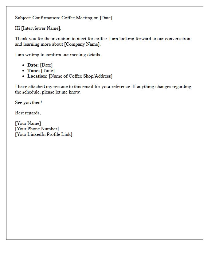 Casual Coffee Meeting Interview Confirmation Letter