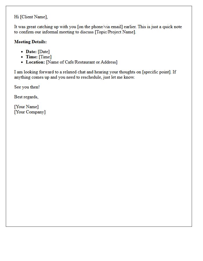 External Informal Client Meeting Confirmation Letter