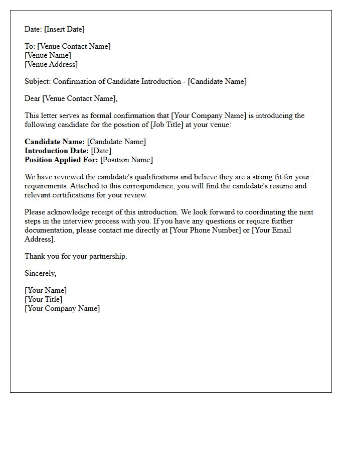 External Venue Candidate Introduction Confirmation Letter