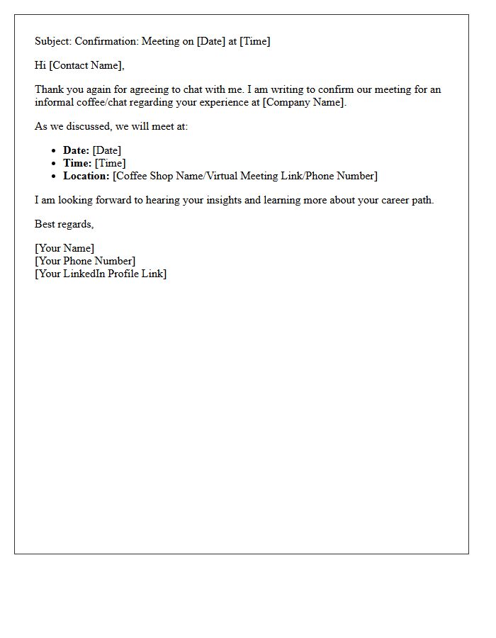 Informal Networking Interview Confirmation Letter