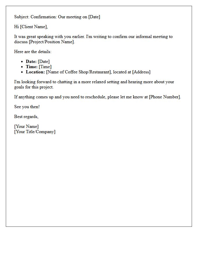 Informal Off-Site Client Interview Confirmation Letter
