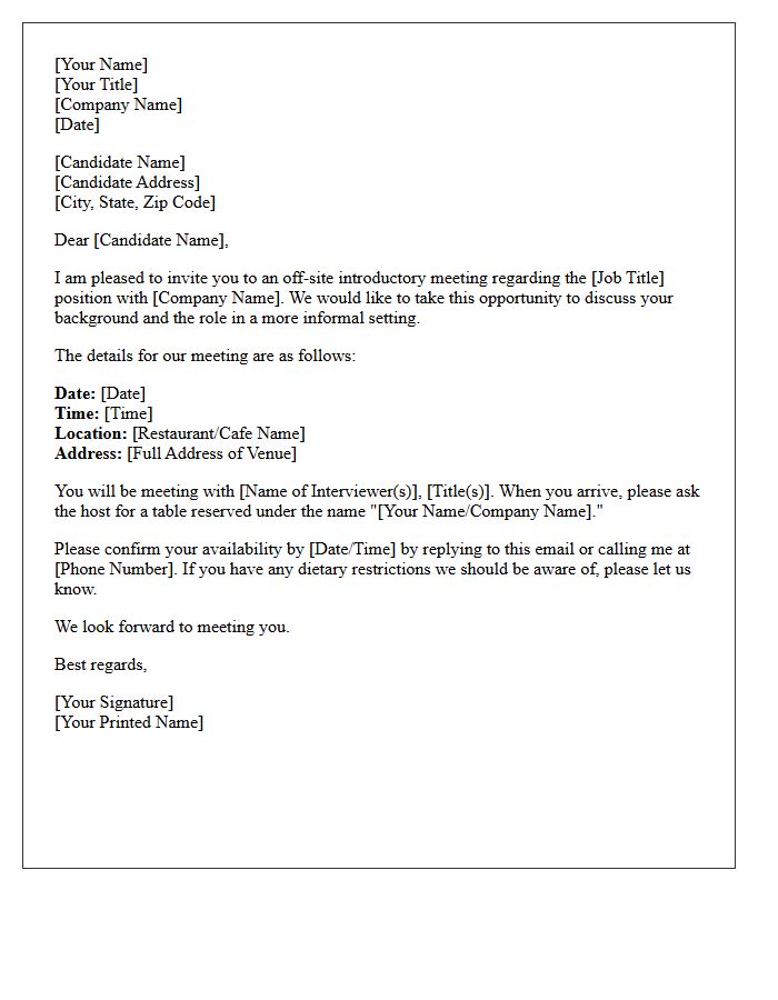 Off-Site Candidate Introduction Arrangement Letter