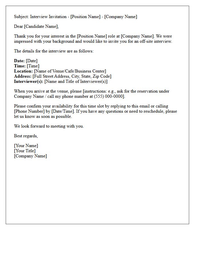 Off-Site Recruitment Interview Schedule Letter