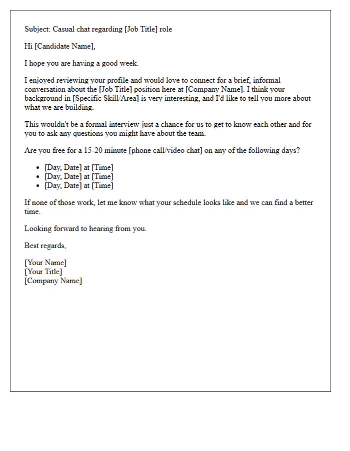Outbound Informal Interview Coordination Letter