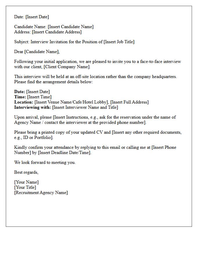 Recruitment Agency Off-Site Interview Arrangement Letter