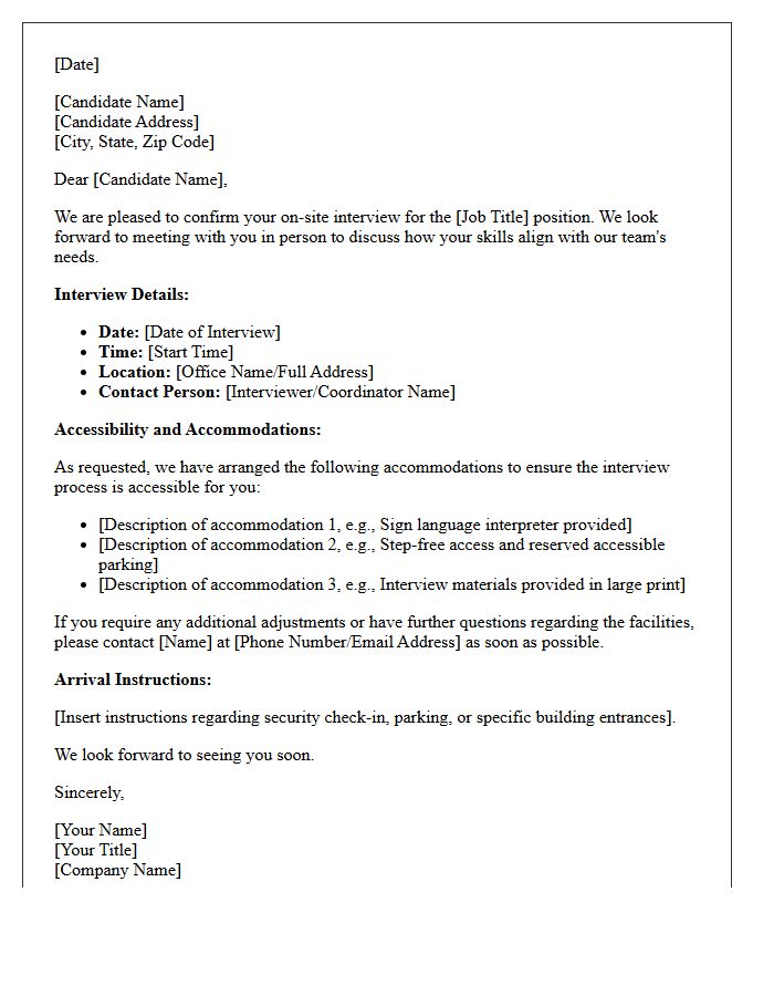 On-Site Client Interview Confirmation With Accessibility Accommodations Letter