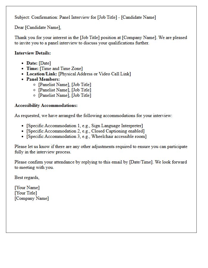 Panel Interview Confirmation With Accessibility Accommodations Letter