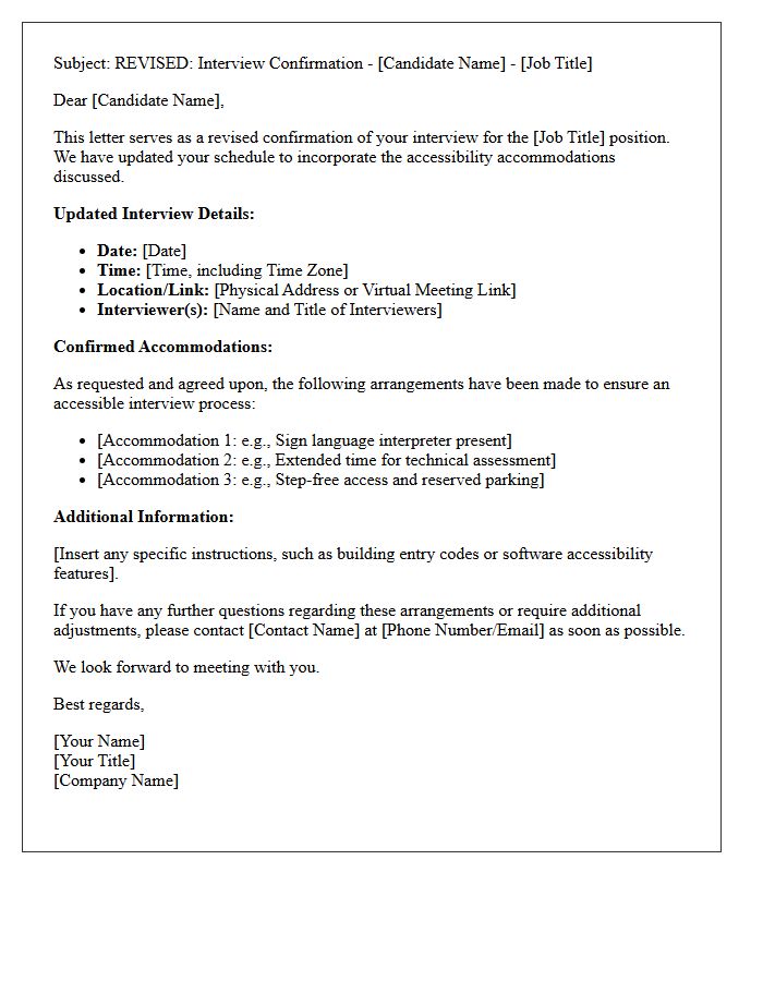 Revised Interview Confirmation With Accessibility Accommodations Letter