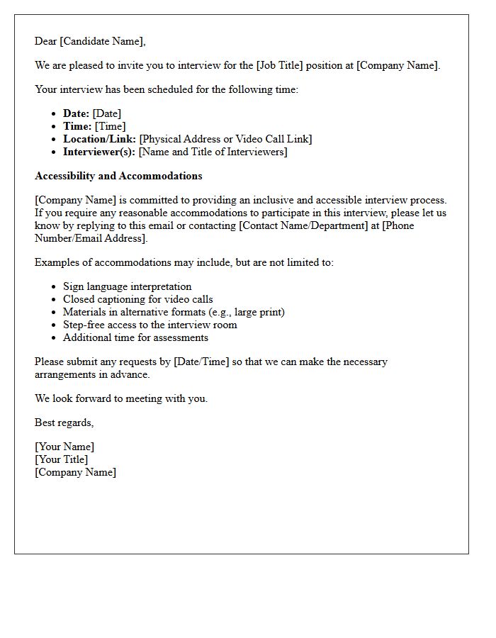 Standard Interview Confirmation With Accessibility Accommodations Letter