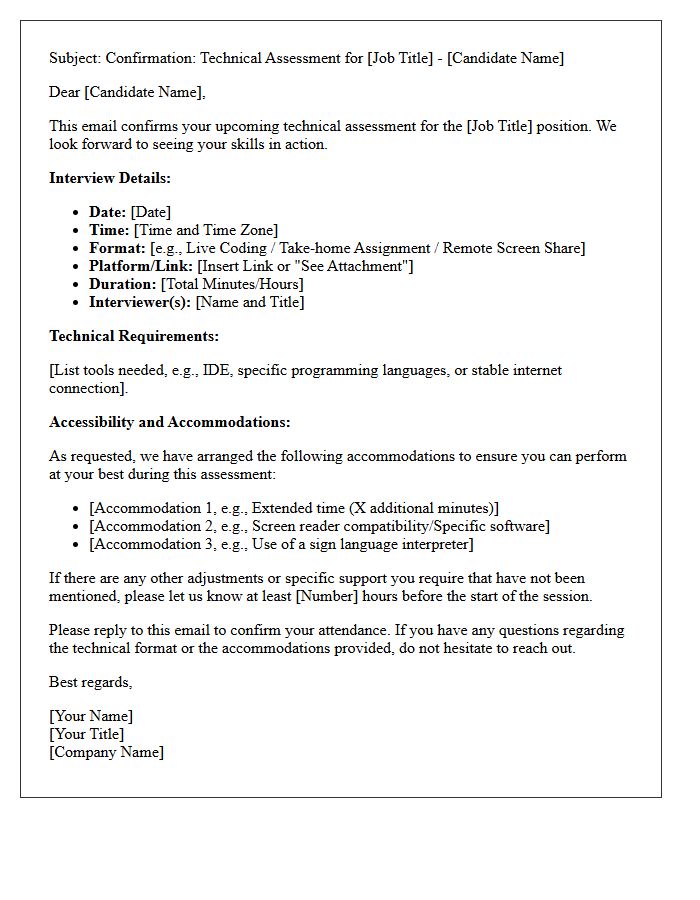 Technical Assessment Interview Confirmation With Accessibility Accommodations Letter