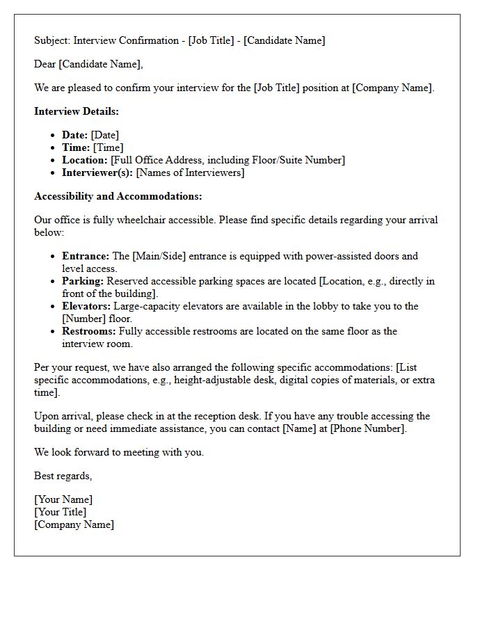 Wheelchair Accessible Interview Confirmation With Accessibility Accommodations Letter