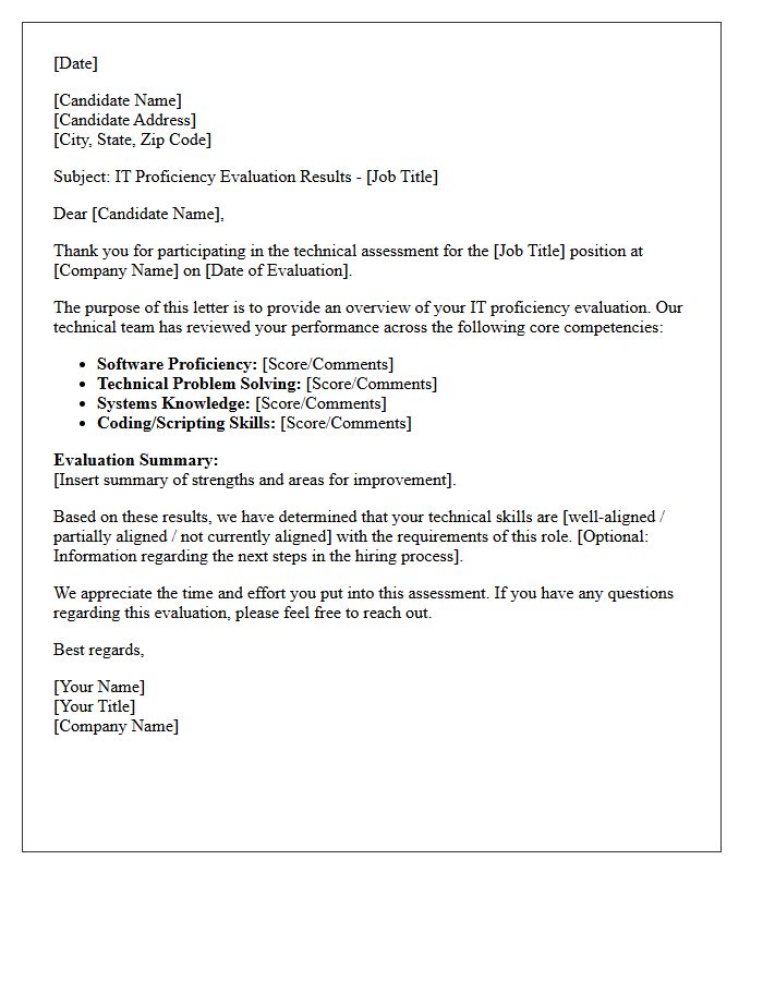 Candidate IT Proficiency Evaluation Letter