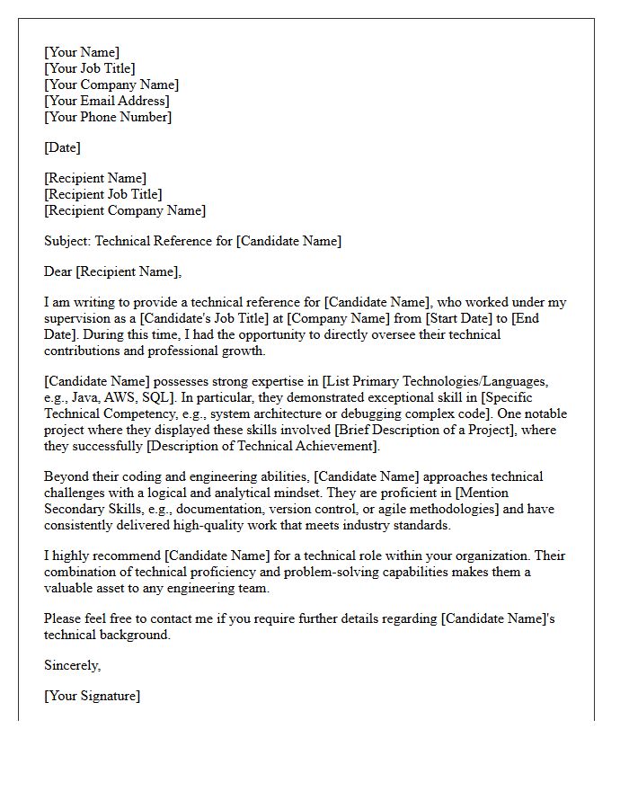Candidate Technical Competency Reference Letter