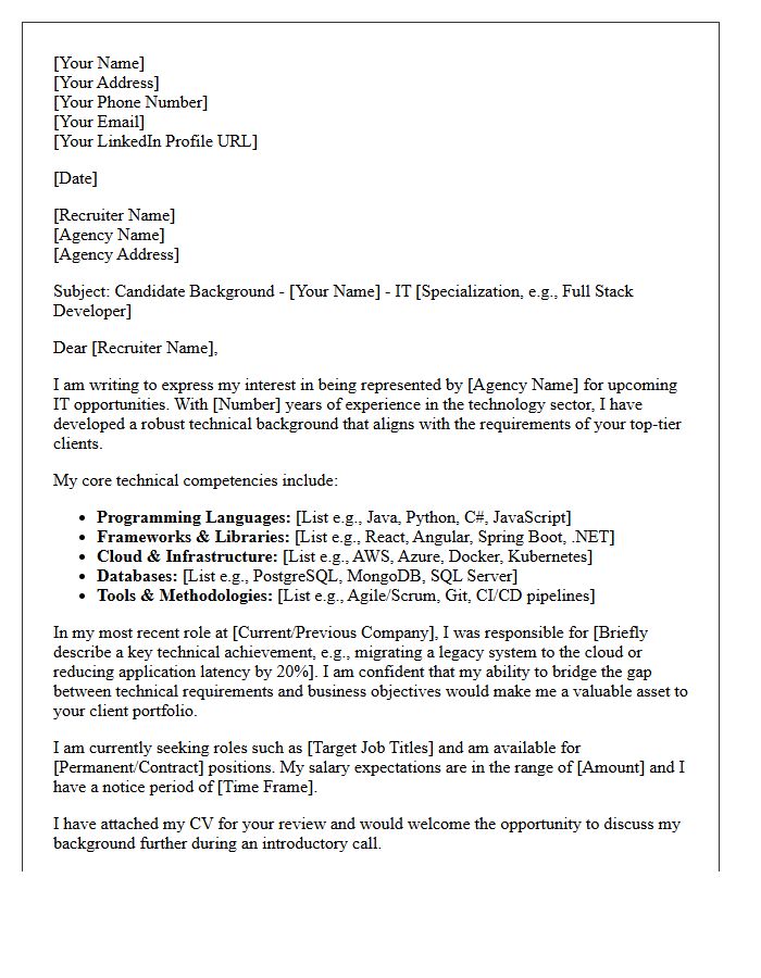Recruitment Agency IT Skills Background Letter