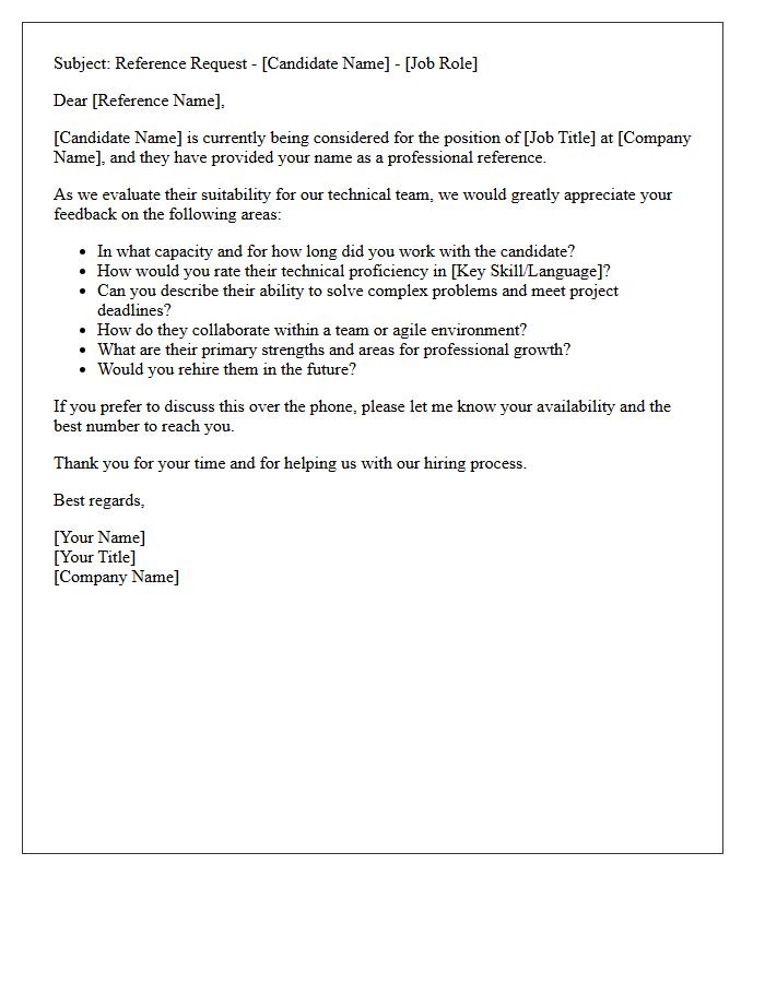 Tech Industry Candidate Reference Request Letter