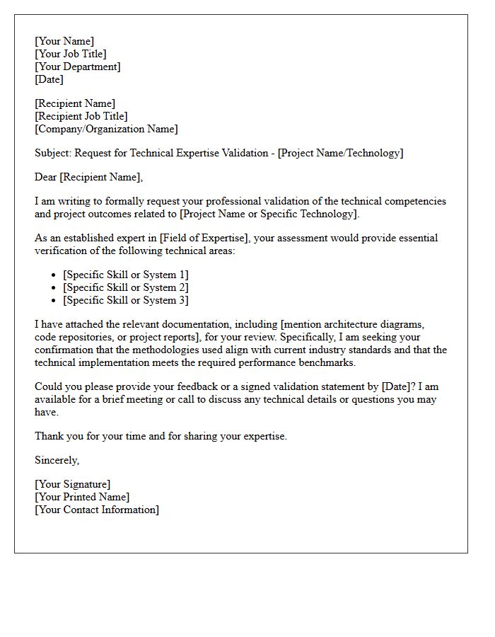 Technical Expertise Validation Request Letter