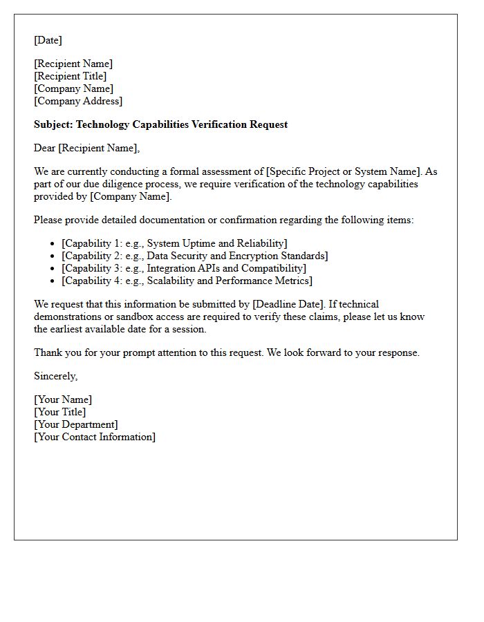 Technology Capabilities Verification Request Letter