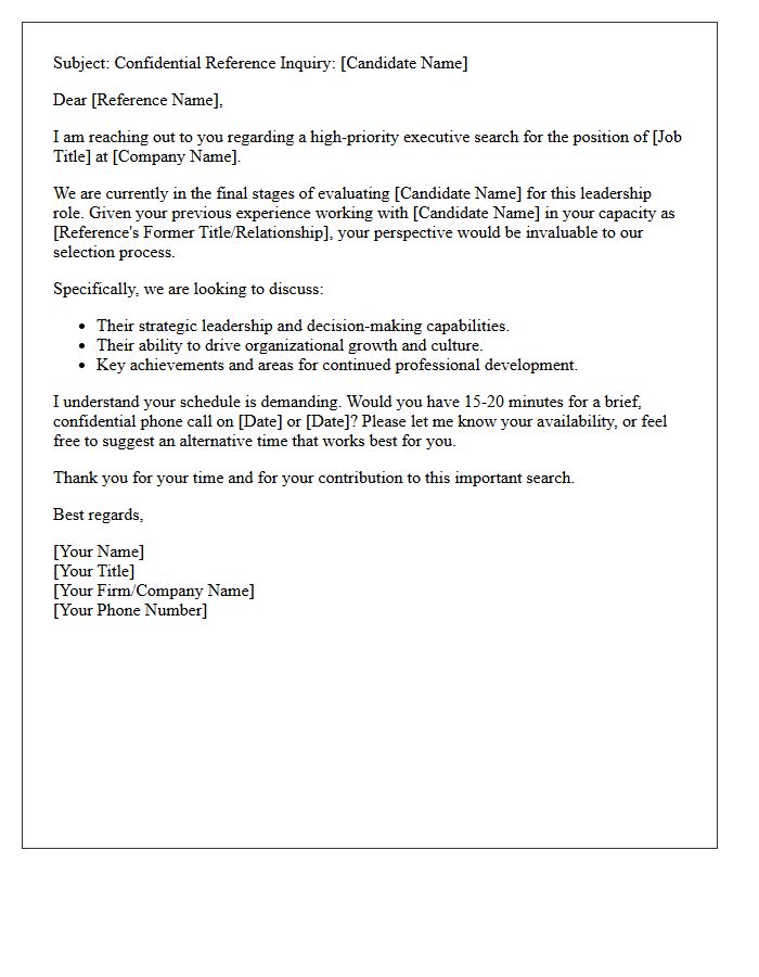 High-Priority Executive Search Reference Request Letter