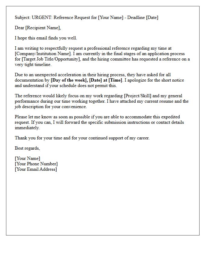 Urgent Expedited Reference Request Letter