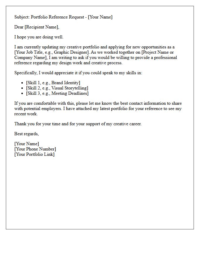 Creative and Design Portfolio Reference Request Letter