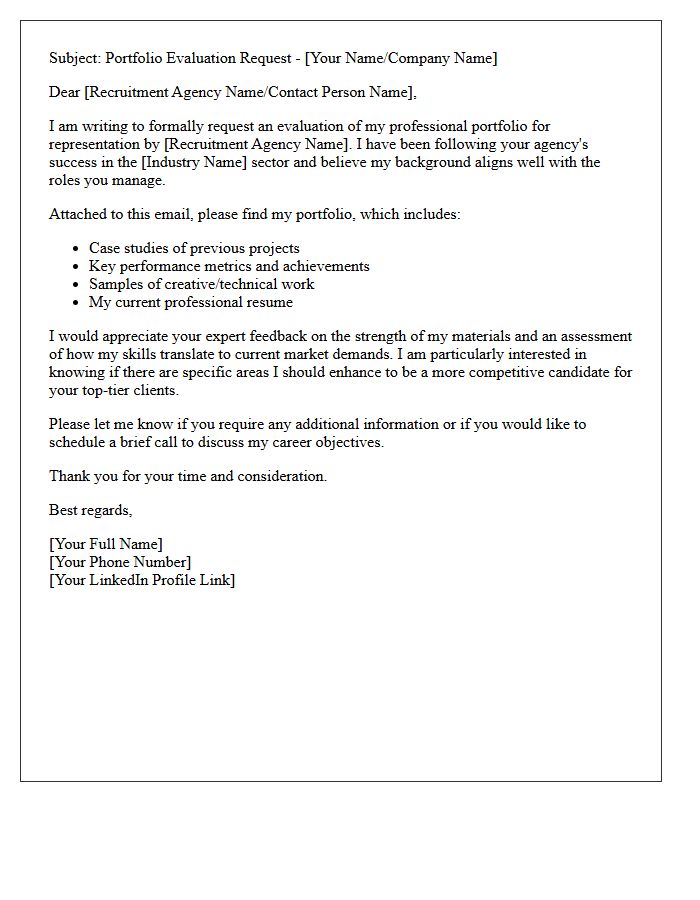 Recruitment Agency Portfolio Evaluation Request Letter