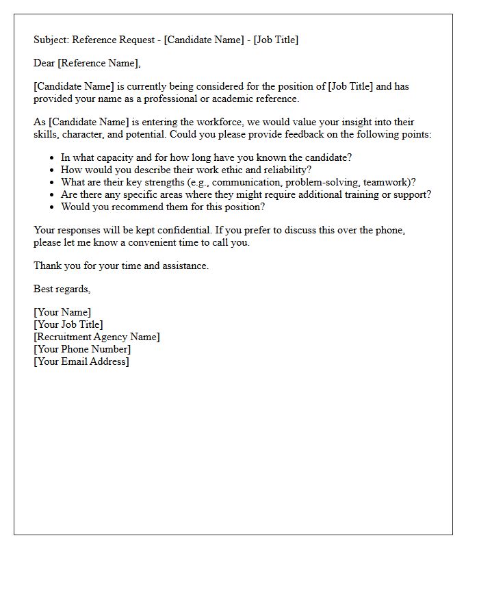 Entry-Level Candidate Reference Request Letter For Recruitment Agencies