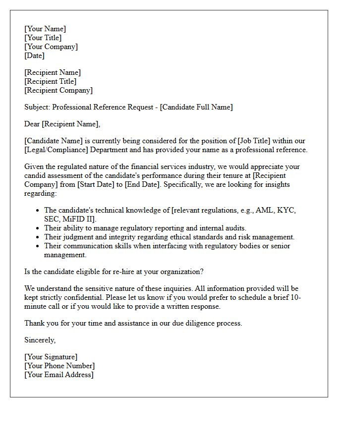 Financial Services Legal and Compliance Professional Reference Request Letter