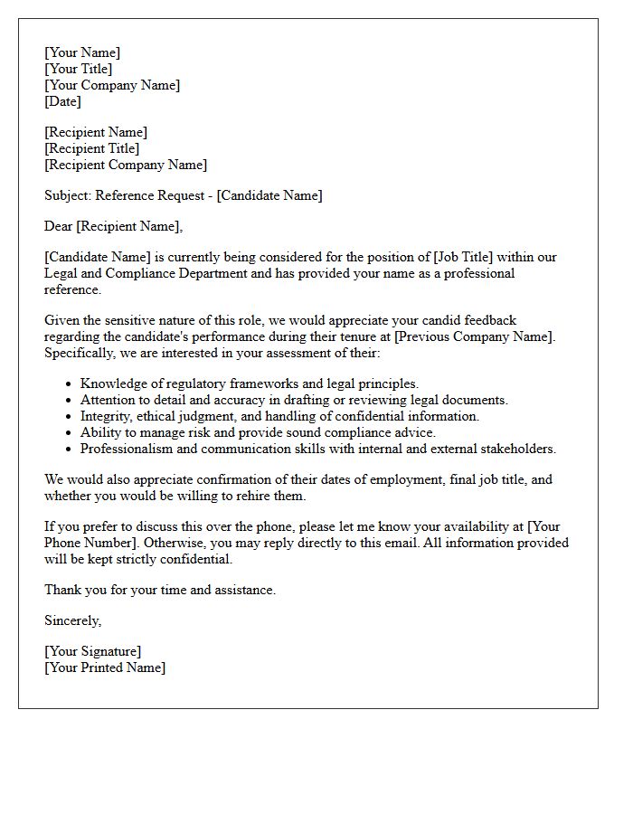 General Reference Request Letter for Legal and Compliance Candidate
