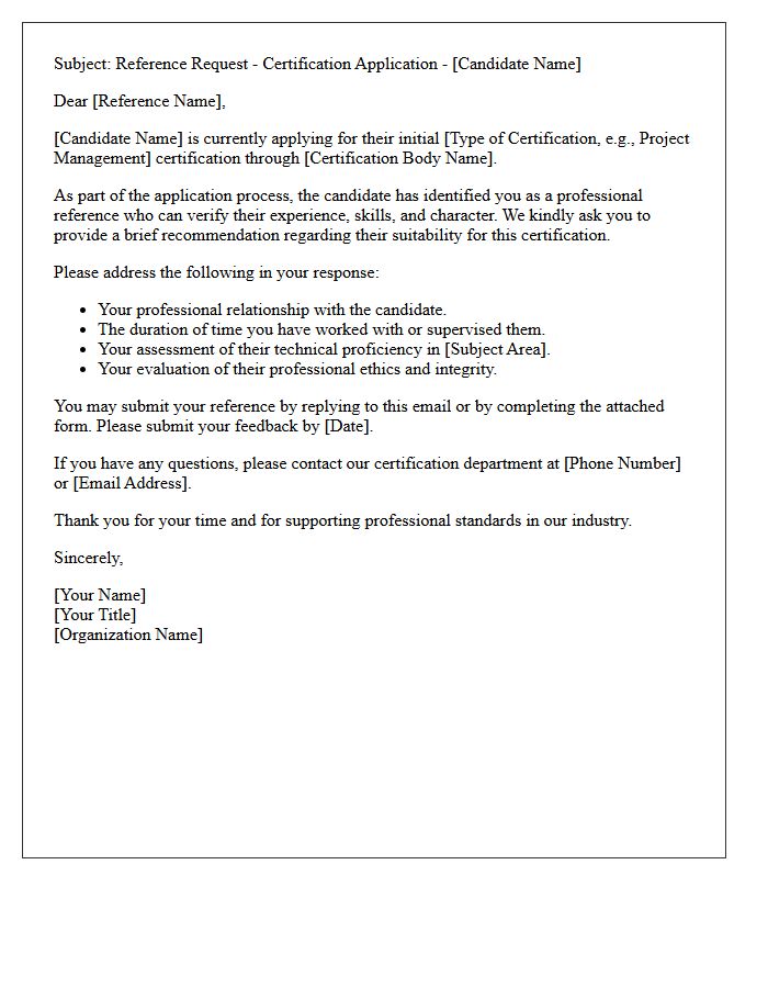 Candidate Initial Certification Reference Request Letter