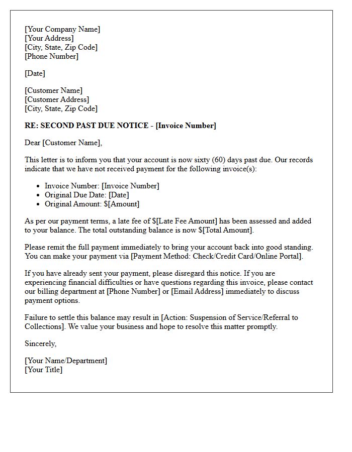 Sixty-Day Past Due Notice With Late Fee Assessment Letter