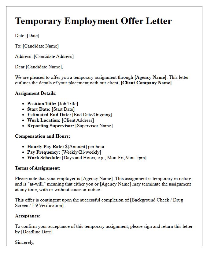 Agency Temporary Worker Offer Letter