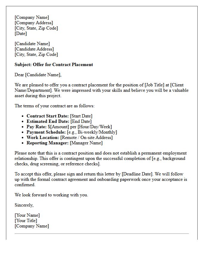 Contract Placement Offer Letter