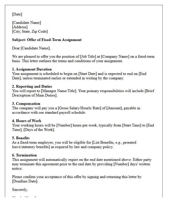 Fixed-Term Assignment Offer Letter