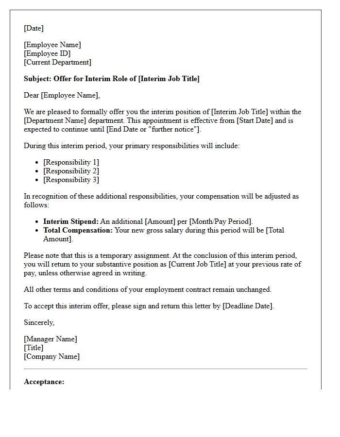Interim Role Offer Letter