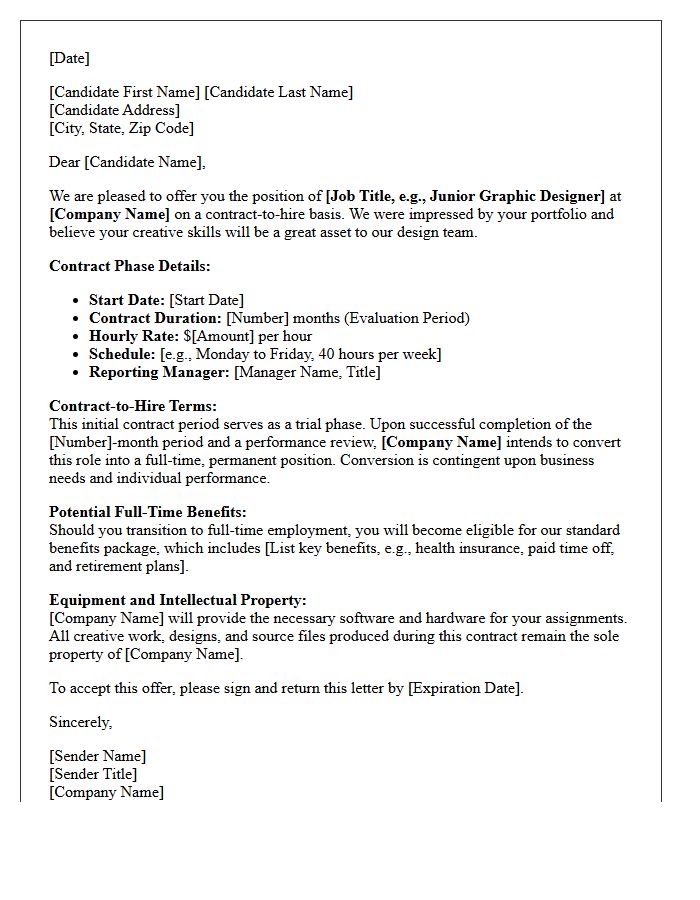Creative Design Contract-to-Hire Placement Offer Letter