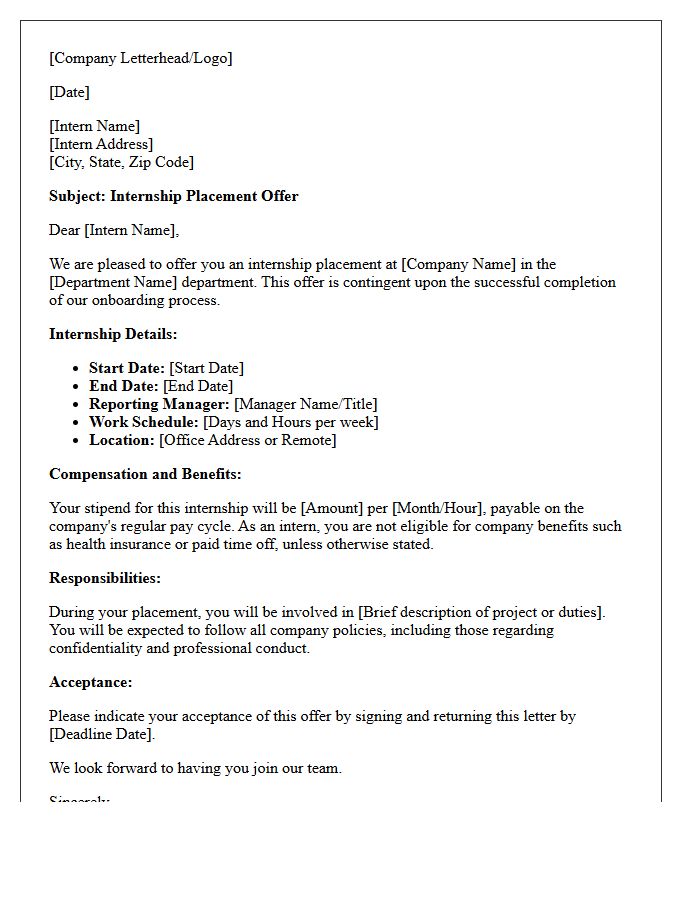 Corporate Client Internship Placement Offer Letter