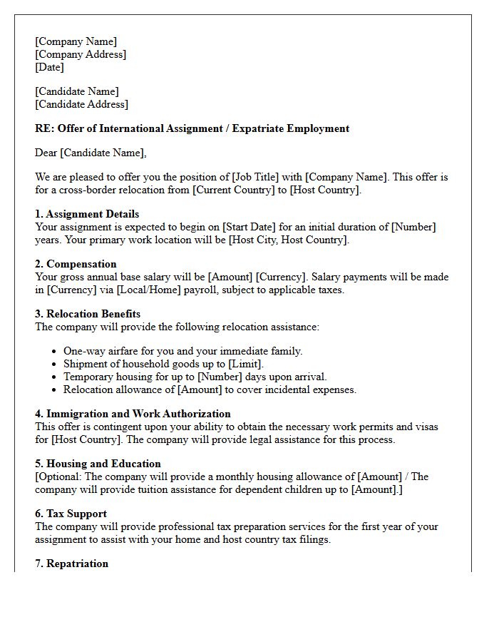 Cross-Border Relocation And Expatriate Offer Letter
