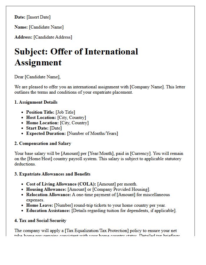 Global Mobility And Expatriate Placement Offer Letter