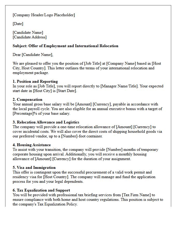 Senior Management Expatriate Relocation Offer Letter