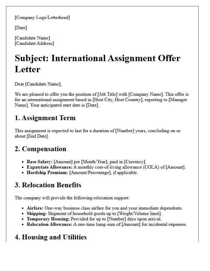 Standard Expatriate Relocation Offer Letter