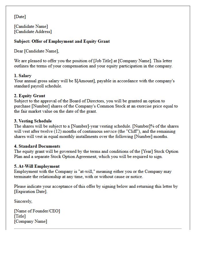 Seed-Stage Startup Equity Placement Offer Letter