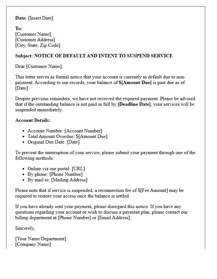 Default Notice And Service Suspension Letter