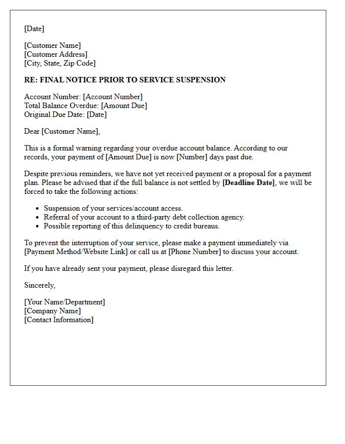 Pre-Suspension Debt Collection Warning Letter