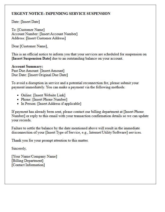 Urgent Notice Of Impending Service Suspension Letter
