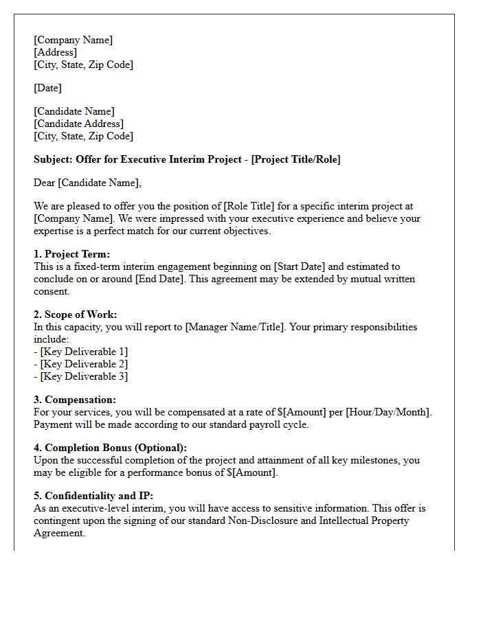 Executive Interim Project Offer Letter
