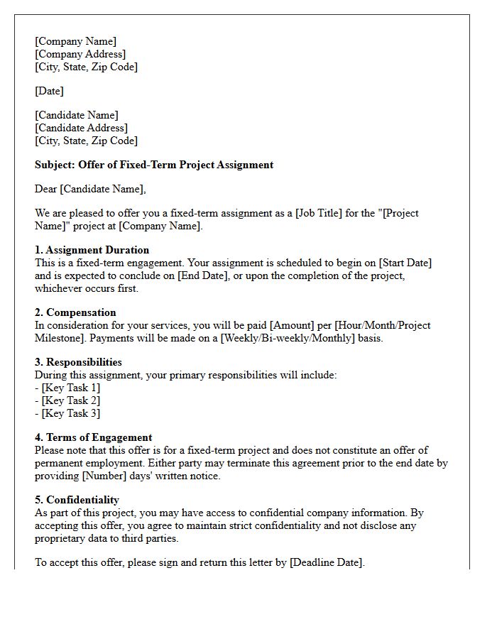 Fixed-Term Project Assignment Offer Letter