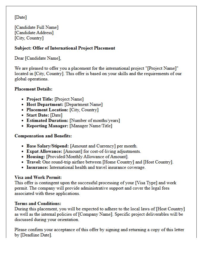 International Project Placement Offer Letter