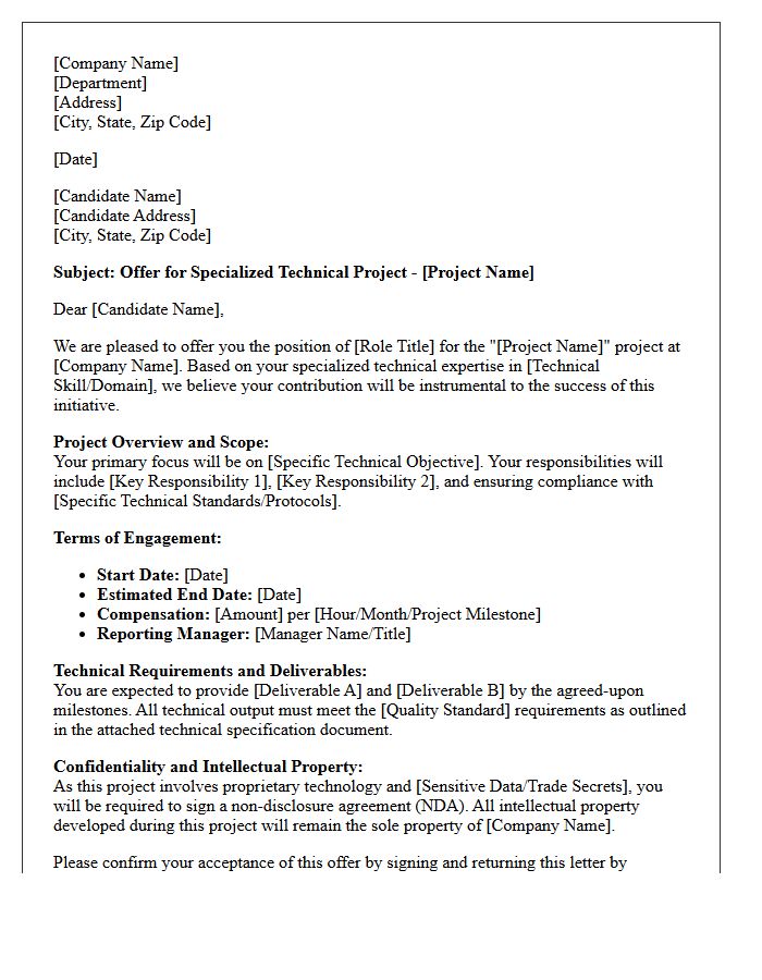 Specialized Technical Project Offer Letter